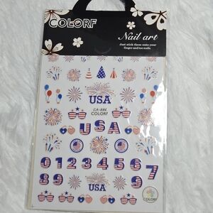 USA Fireworks Nail Art Stickers – Sunglasses & Party Theme | Patriotic Nails DIY